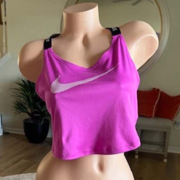 Nike women's Dry Fit XS cropped tank top pink n black. NWOT - Picture 1 of 11